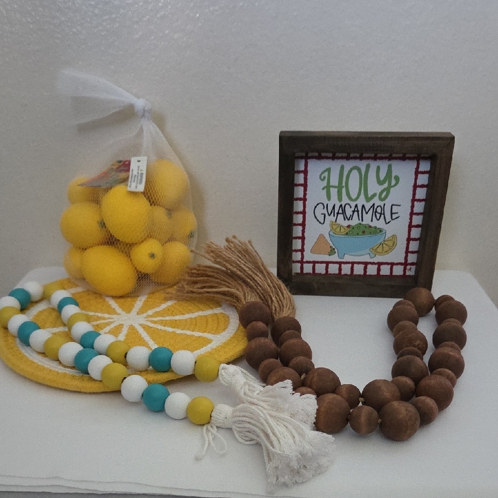 Rustic Wooden Bead Garland with Tassels
